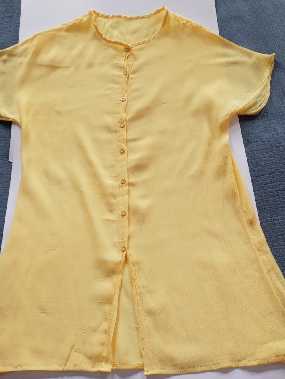 NWOT Linen Clothy Women's Yellow Thin Short-Sleeve Dress, European Medium/Large